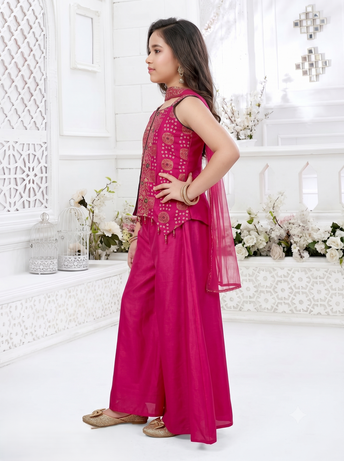 Girls Ethnic Printed Regular Kurta with Palazzos & With Dupatta