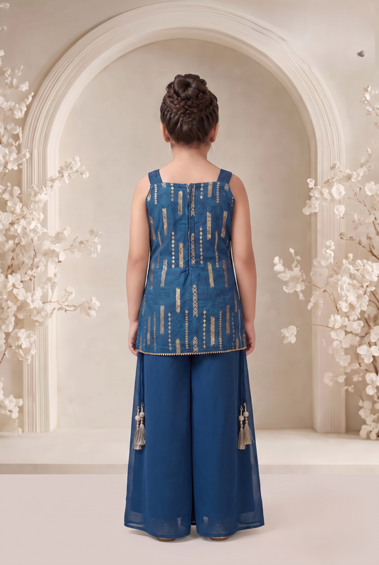 Girls Ethnic Motifs Printed Regular Kurti with Sharara