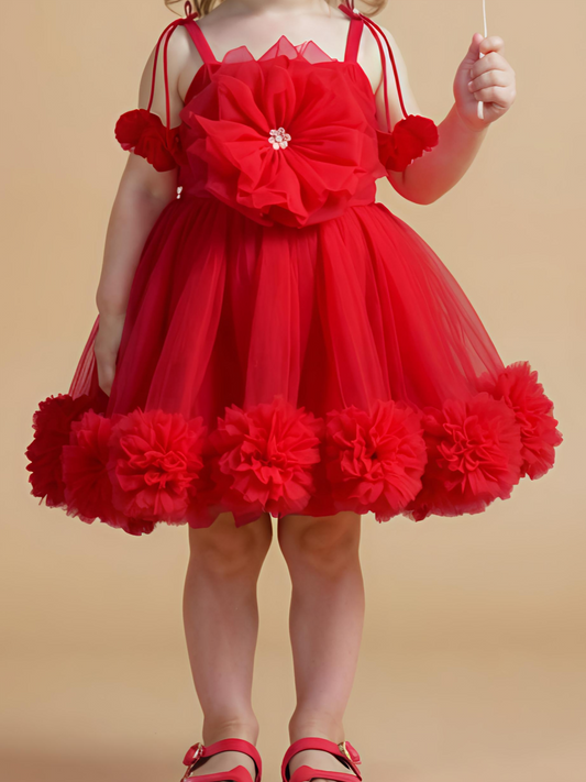 Bright Red Floral Frock