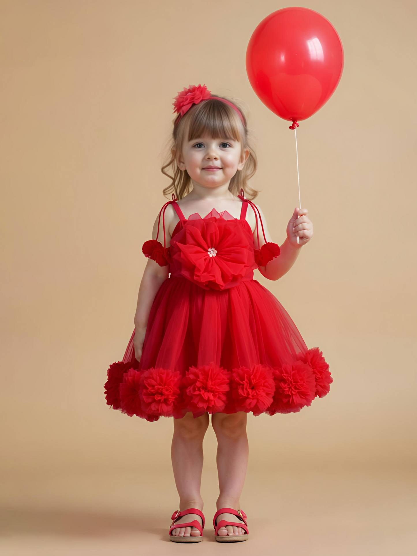 Bright Red Floral Frock