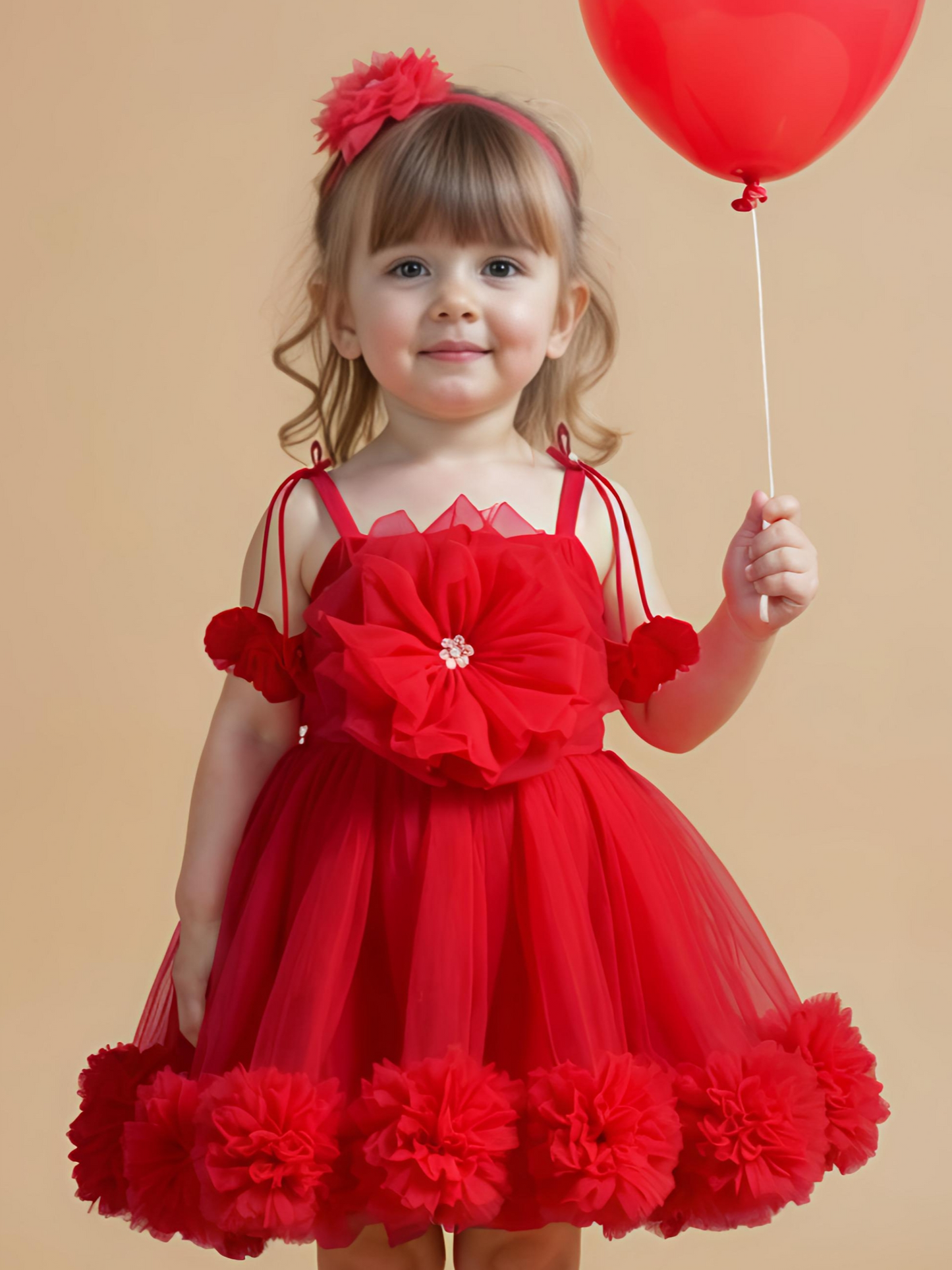 Bright Red Floral Frock