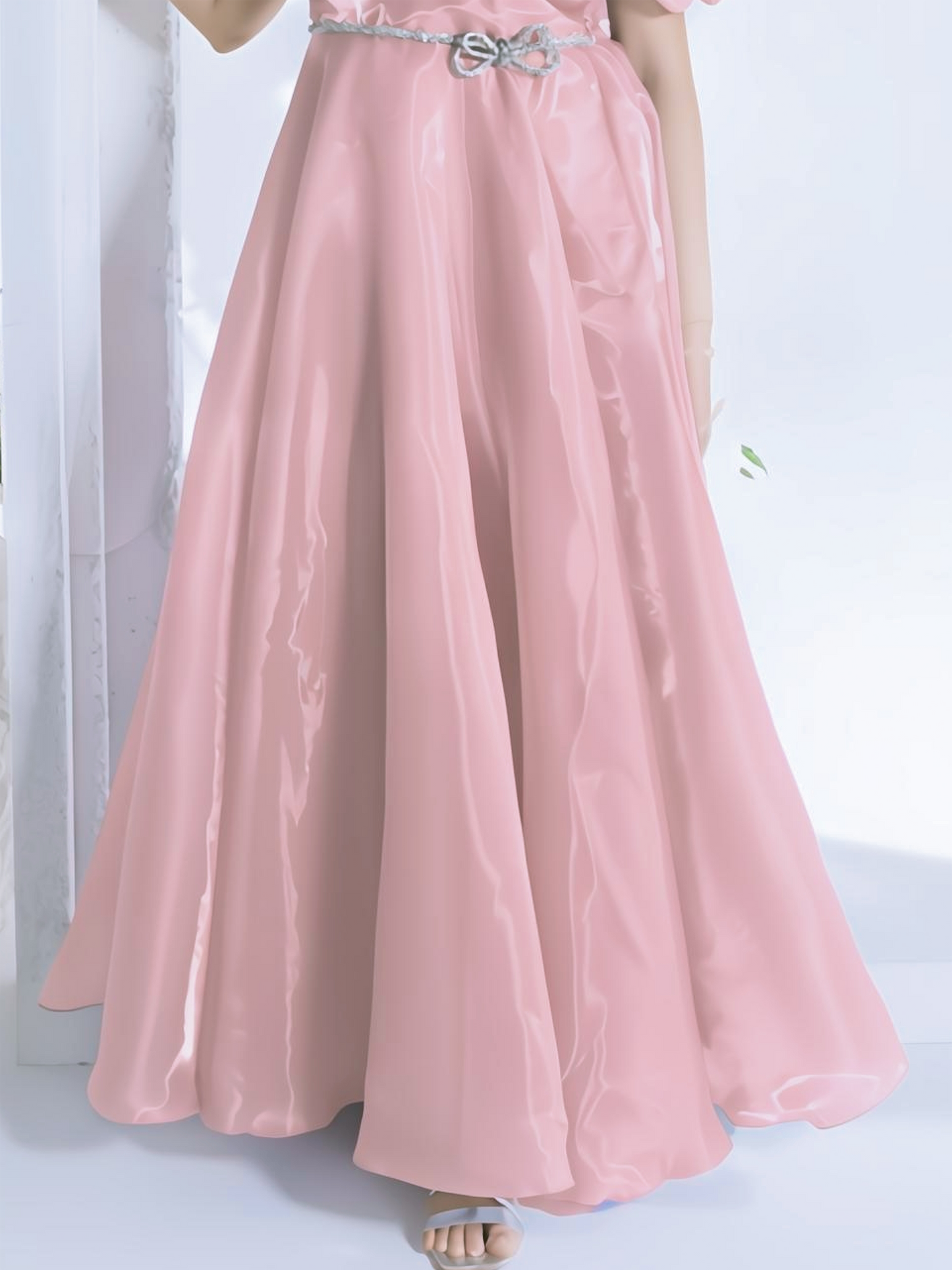 Peach Puff-Sleeve Floor-Length Gown for Girls – Designer Occasion Dress