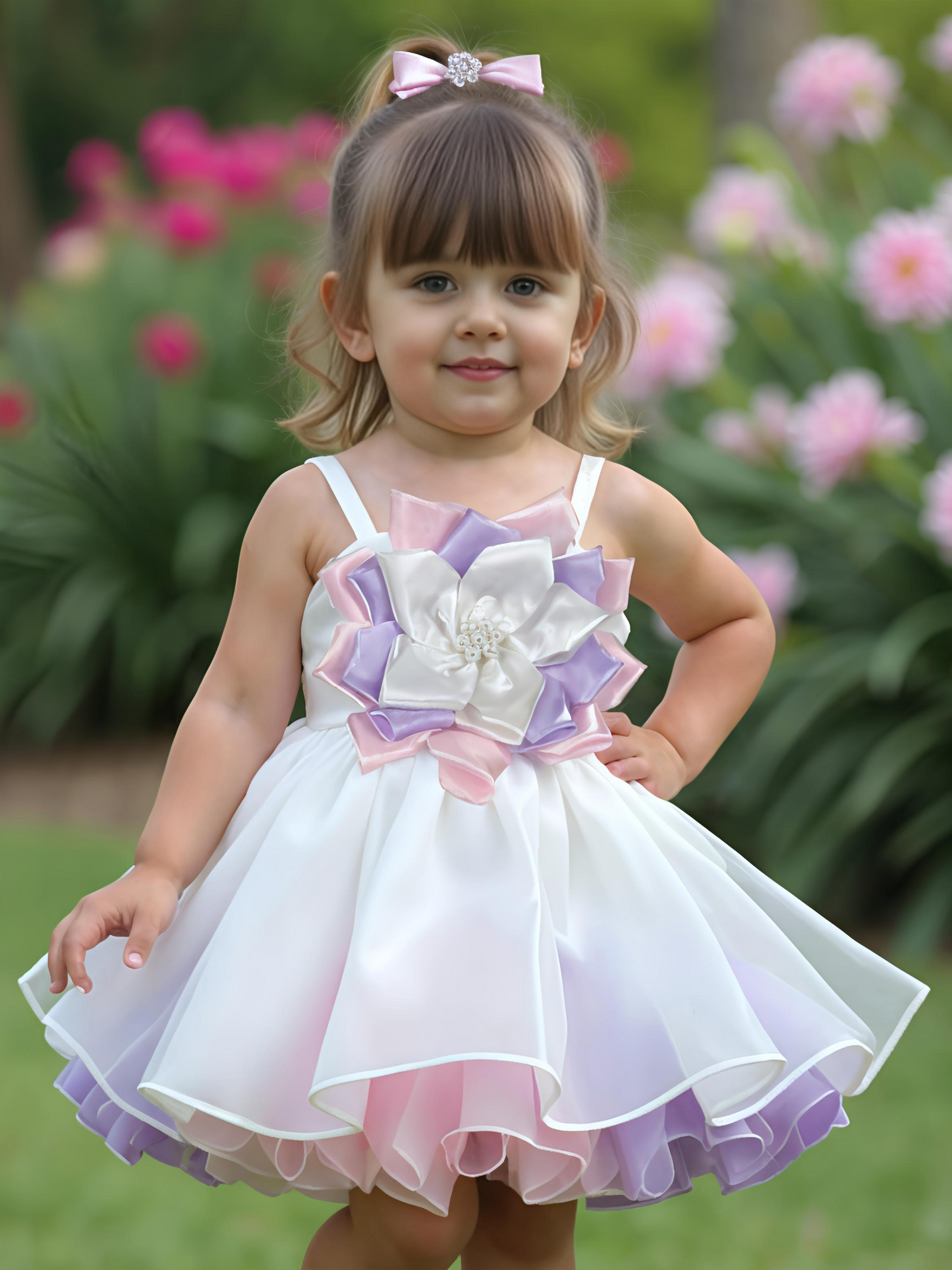 White & Purple Floral Frock