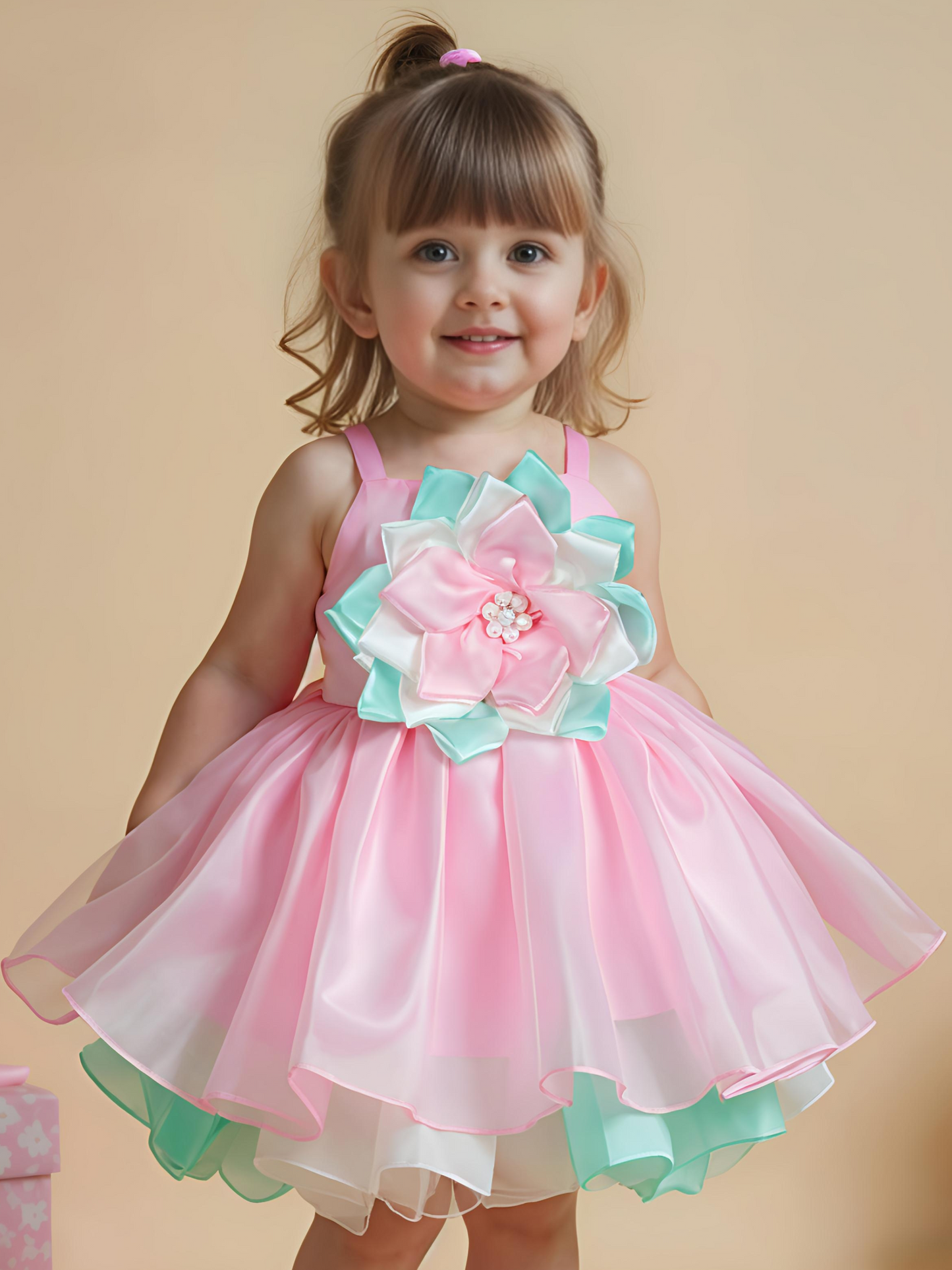 Pink & Green Floral Frock