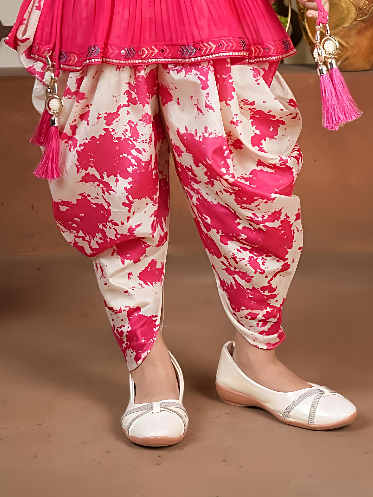 Product Name: Rani Mirror Work Peplum Top with Brocade Patiala for Girls