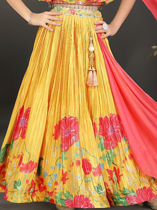 Yellow Floral Lehenga Choli Set