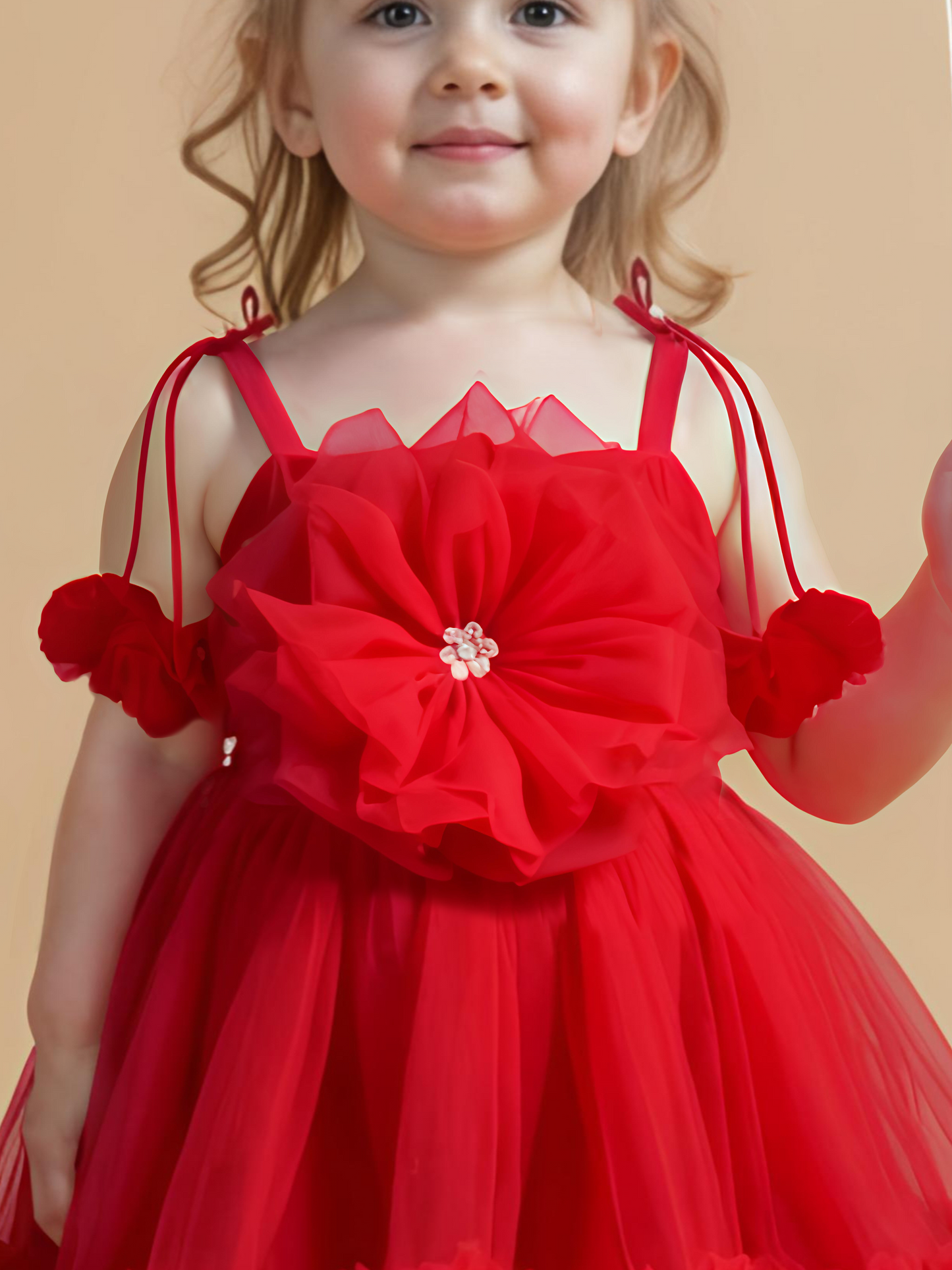 Bright Red Floral Frock
