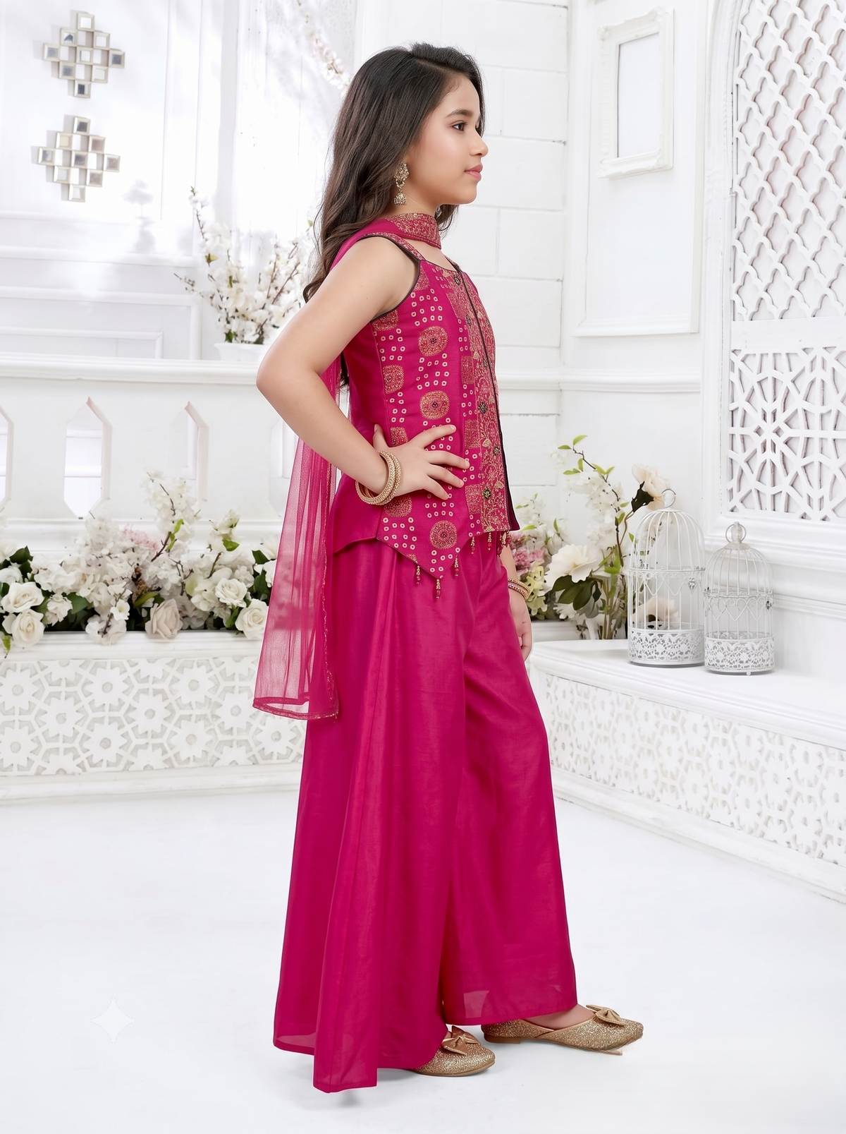 Girls Ethnic Printed Regular Kurta with Palazzos & With Dupatta