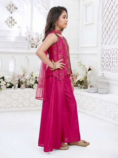 Girls Ethnic Printed Regular Kurta with Palazzos & With Dupatta