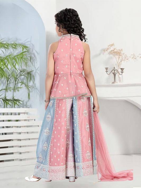 Pink Embroidered Palazzo Set