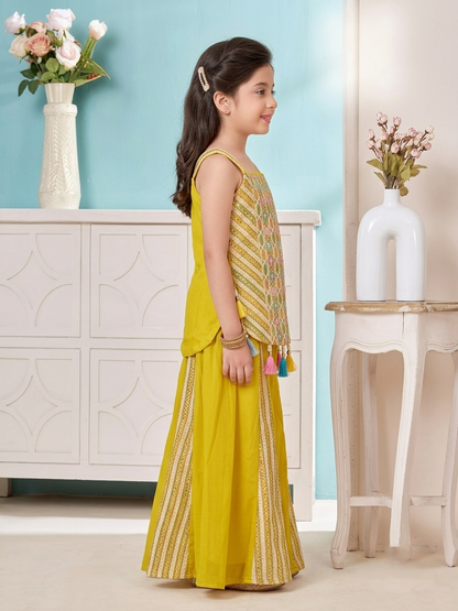 Girls Ethnic Motifs Regular Top with Sharara & With Dupatta