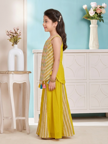 Girls Ethnic Motifs Regular Top with Sharara & With Dupatta