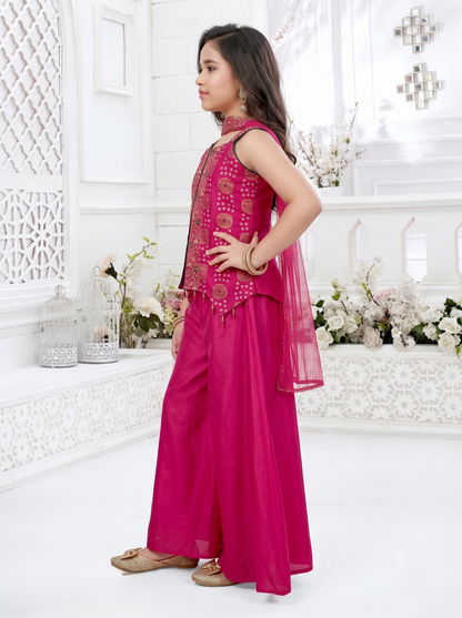 Girls Ethnic Printed Regular Kurta with Palazzos & With Dupatta