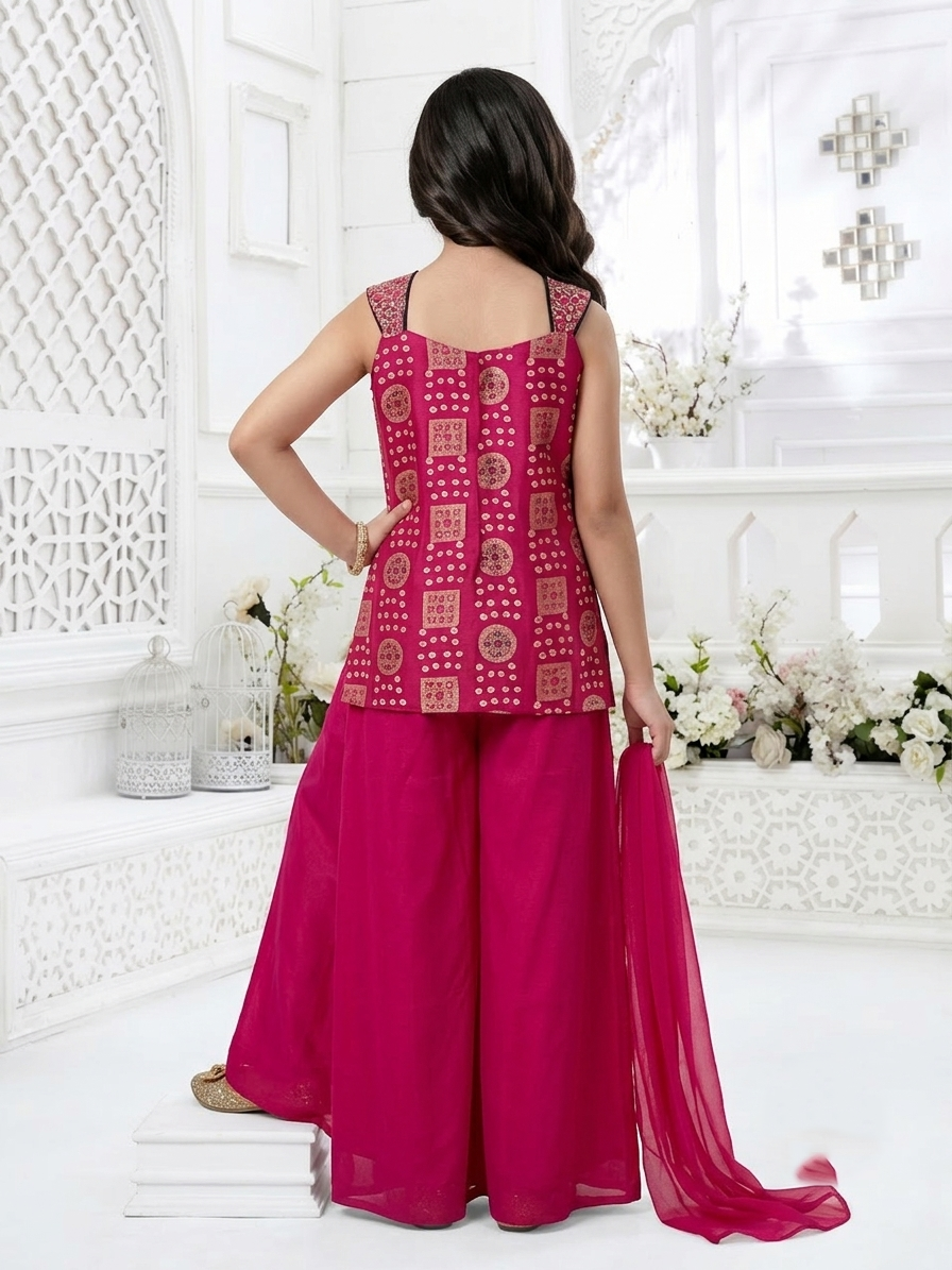Girls Ethnic Printed Regular Kurta with Palazzos & With Dupatta