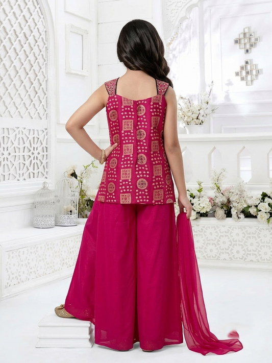 Girls Ethnic Printed Regular Kurta with Palazzos & With Dupatta