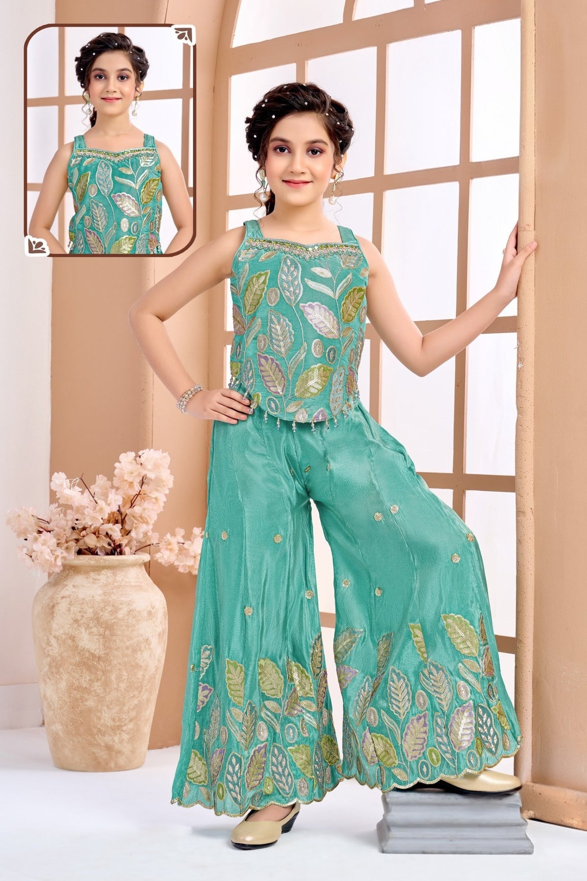 Girls Printed Top with Palazzos