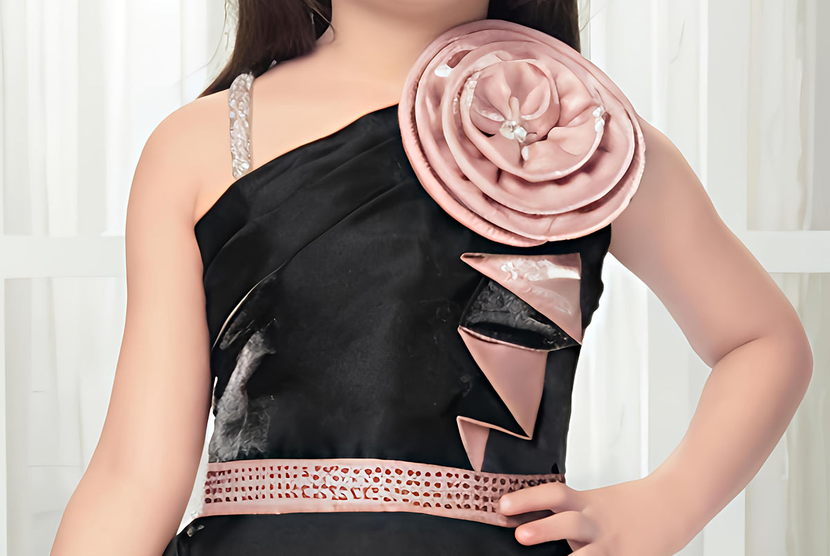 Girls One Shoulder Satin Dress