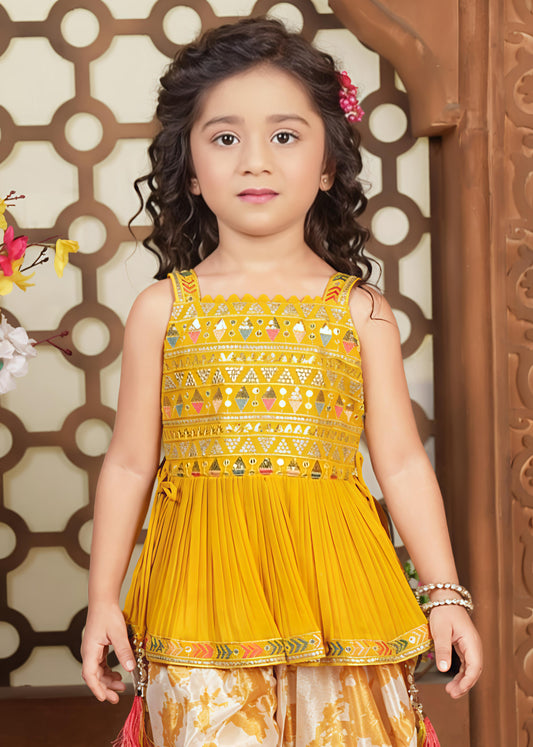 Girls Embellished Top With Dhoti Pants