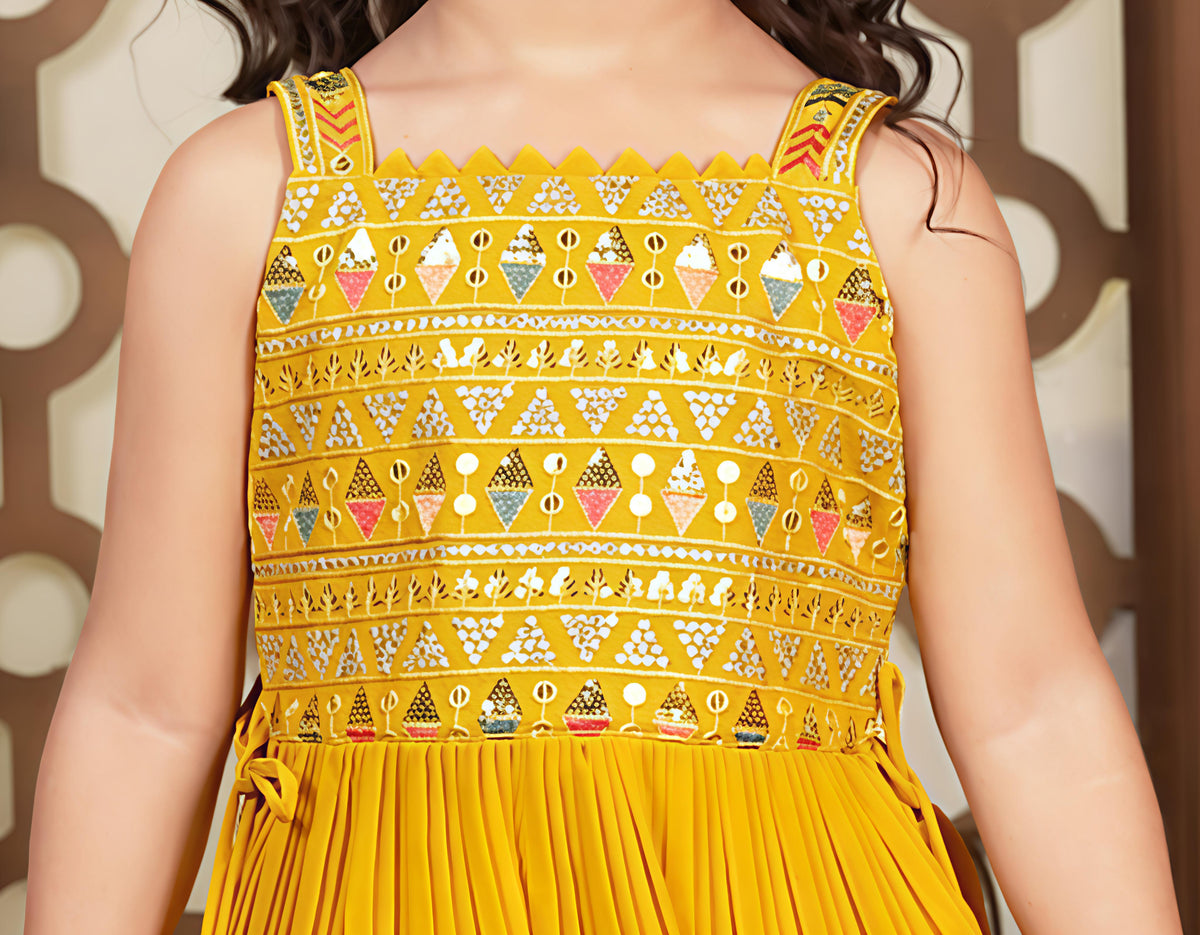 Girls Embellished Top With Dhoti Pants