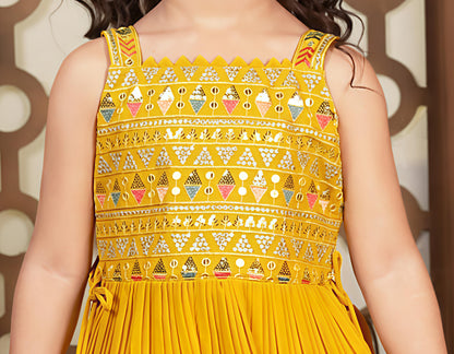 Girls Embellished Top With Dhoti Pants