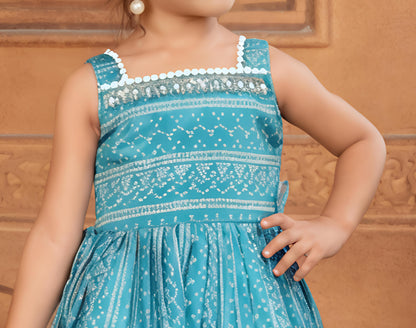 Girls Ethnic Motifs Printed Square Neck Empire Kurta Dhoti Pants & Dupatta