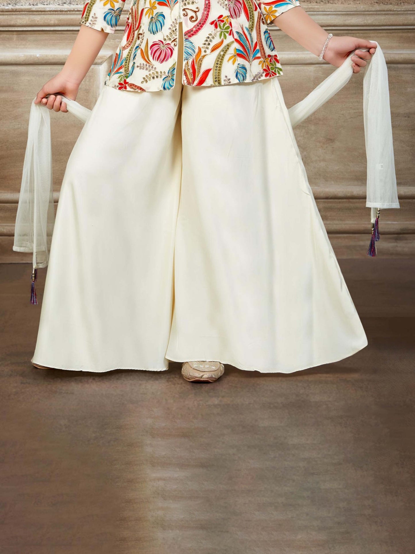 Festive Bloom Girls Palazzo Set