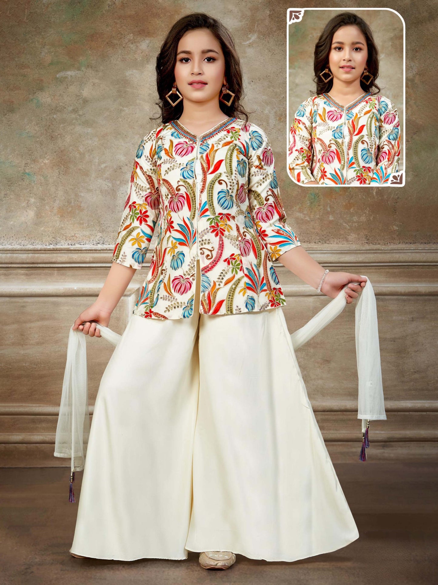 Festive Bloom Girls Palazzo Set