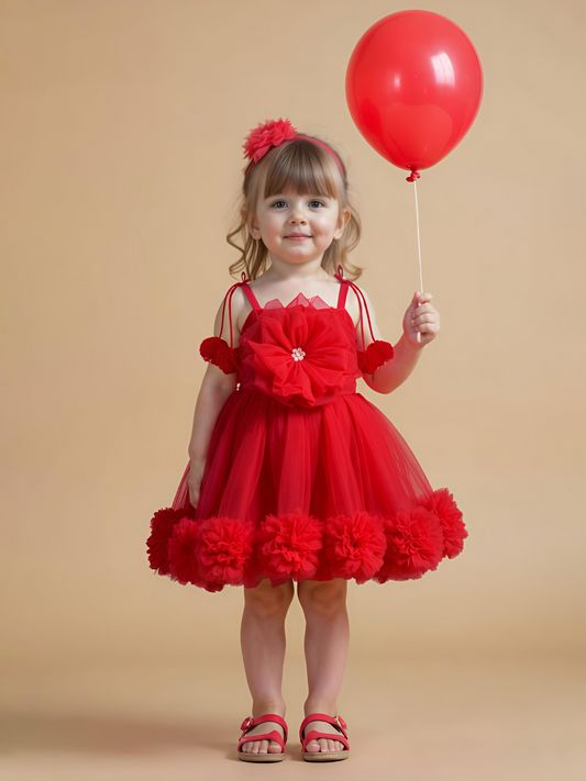 Bright Red Floral Frock