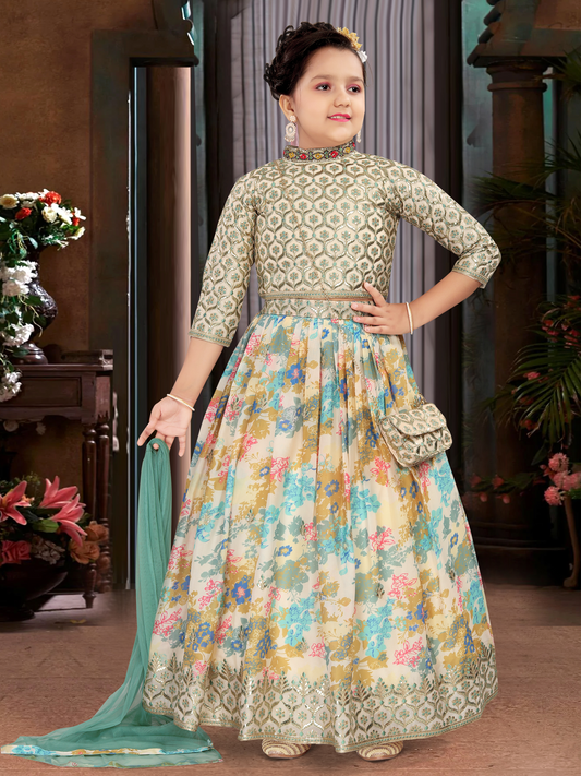 Ivory Floral Lehenga Choli Set