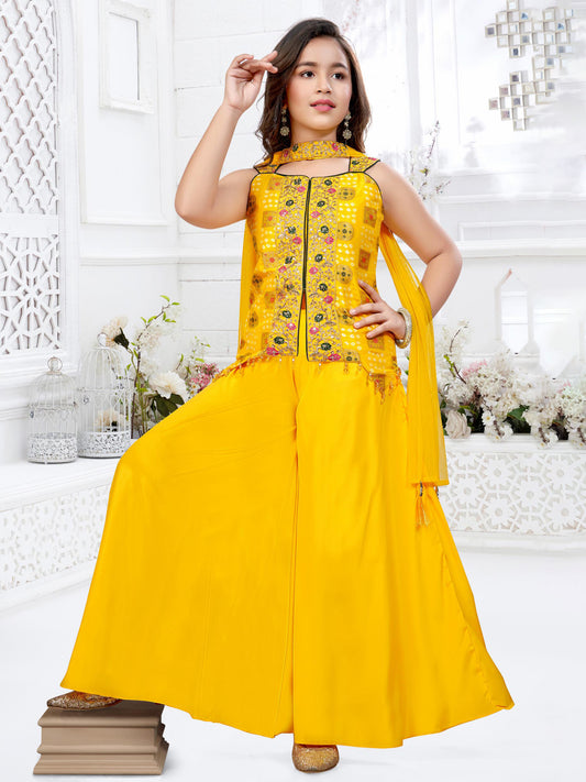 Sunshine Yellow Embroidered Palazzo Set