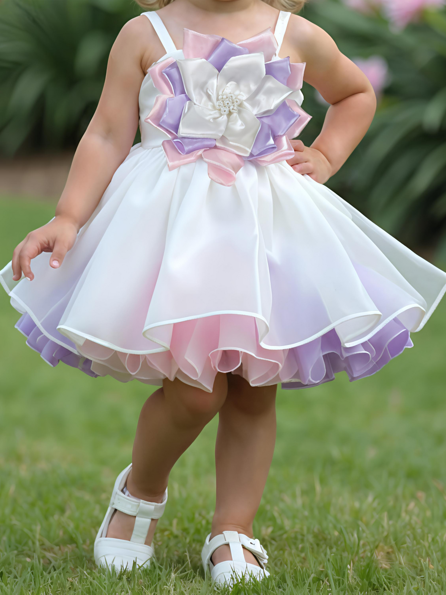 White & Purple Floral Frock