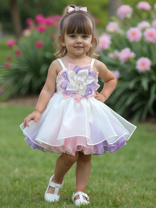 White & Purple Floral Frock