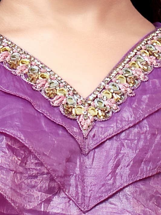 Purple Ruffled Lehenga Choli Set